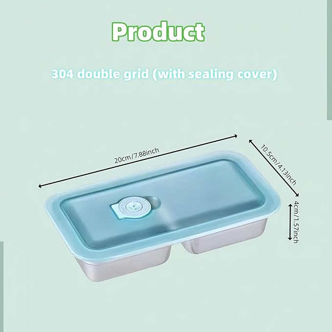 4 Pack Stainless Steel Snack Containers – 2-Compartment Reusable Bento Box, Metal Snack Box with Lids, Leakproof & Portable Food Storage for Travel, Lunch, and Outdoor Use