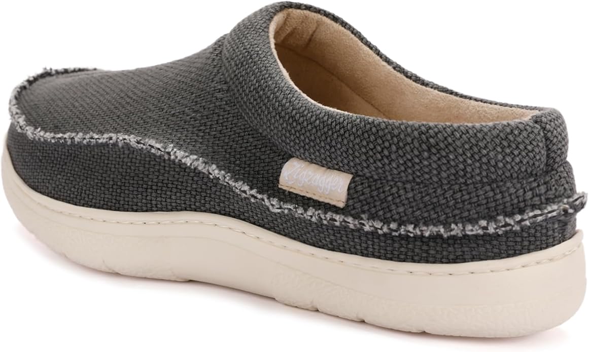 Zigzagger Men's Slip On Moccasin Slippers, Indoor/Outdoor Warm Fuzzy Comfy House Shoes, Fluffy Wide Loafer Slippers