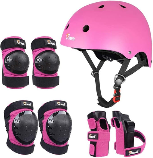 JBM Adult & Kid Skating Protective Gear Set for Beginner to Advanced, Skateboard Helmet Knee and Elbow Pads with Wrist Guards for Inline Roller Skating, Scooter, Skateboarding