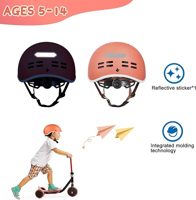 Kids Helmet, SIFVO Kids Bike Helmet Skateboard Helmet Scooter Helmet All-Round Protection Boys Girls Bike Helmet Kids to Youth Extended Visor Adjustable & Durable 51-55cm