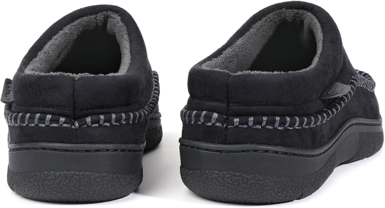 Zigzagger Men's Slip On Moccasin Slippers, Indoor/Outdoor Warm Fuzzy Comfy House Shoes, Fluffy Wide Loafer Slippers