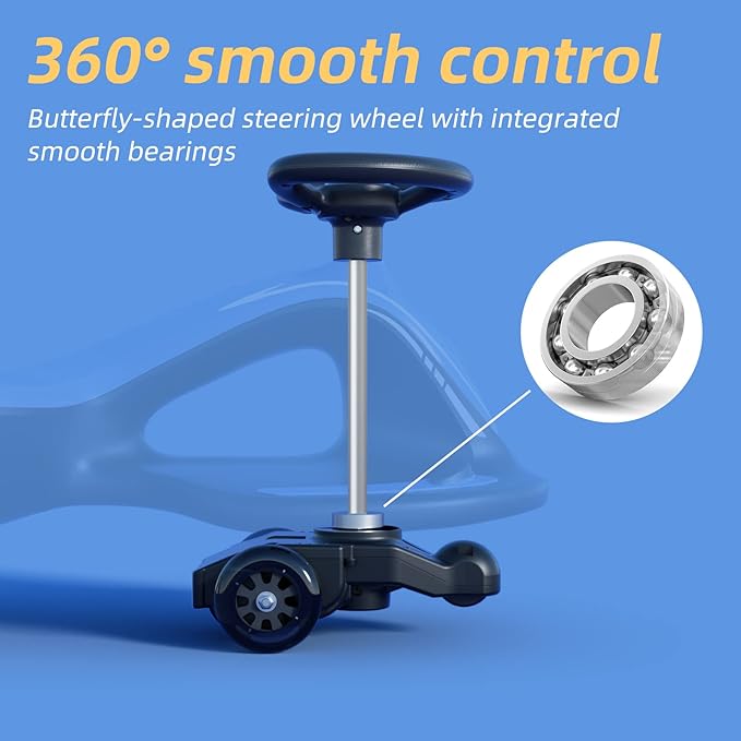 XJD Electric Wiggle Car Ride On Toy, 2 in 1 Wiggle Car Rechargeable Battery with Anti-Rollover Colorful Light-Emitting Wheel for Toddler Ride On Toys 3 Years and Up (Blue)