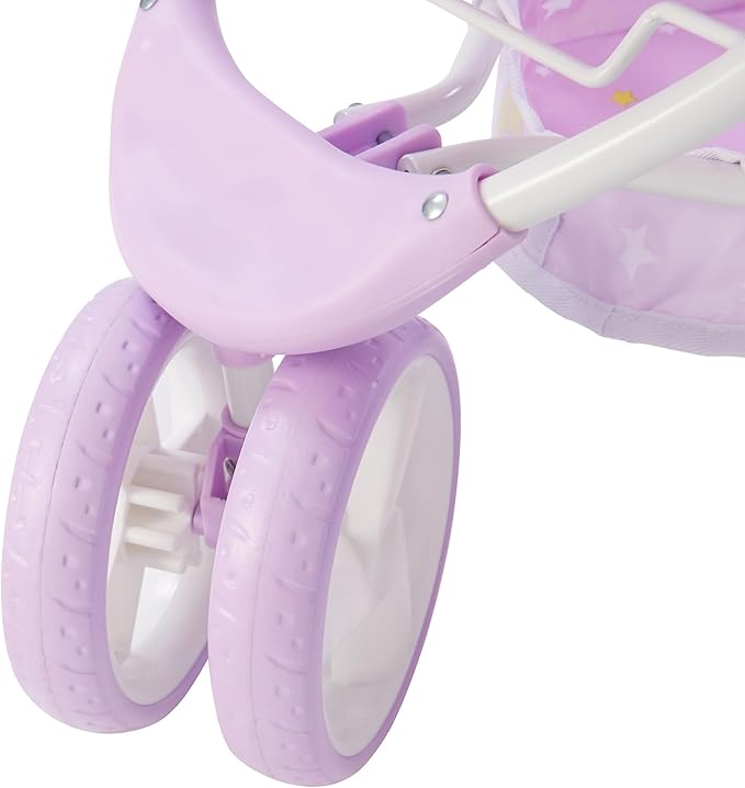 Olivia's Little World - Play Baby Doll Bassinet Stroller for Toddler, Baby Doll Pram Stroller Buggy for 3+ Year Old Girls, Twinkle Stars Princess 2-in-1 Baby Doll Stroller for Kids - Purple