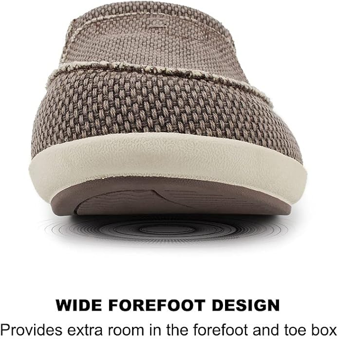 Mens Slippers with Arch Support, Canvas House Slipper for Men with Velvet Lining, Slip On Clog, Indoor Outdoor House Shoes with Anti-Skid Rubber Sole