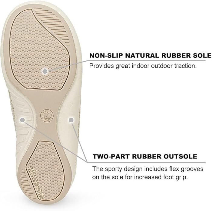 Mens Slippers with Arch Support, Canvas House Slipper for Men with Velvet Lining, Slip On Clog, Indoor Outdoor House Shoes with Anti-Skid Rubber Sole