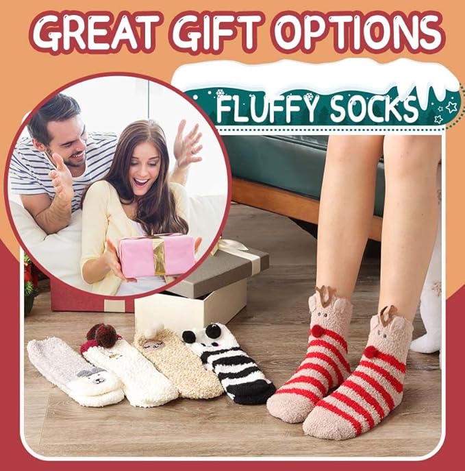 ProEtrade Fuzzy Socks for Women Teen Girls Fluffy Christmas Cozy Slipper Cabin Soft Winter Warm Fleece Socks