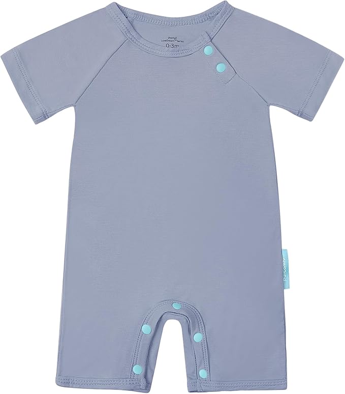 SuperSoft Short Sleeve Baby Romper, Unisex Bamboo Viscose One-piece Summer Pajamas, Boy Girl Footless Jumpsuit Snap Closure