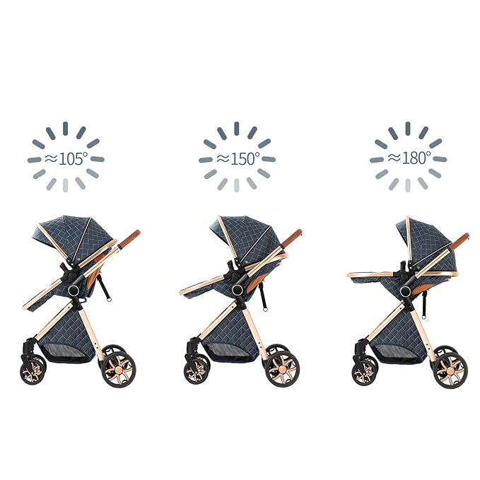 2 in 1 Baby Stroller, Convertible Pram, Reversible Standard Stroller, Portable Baby Buggy, Infant Carriage, Foldable High Landscape Pushchair for Toddler Newborn (225 Pink)