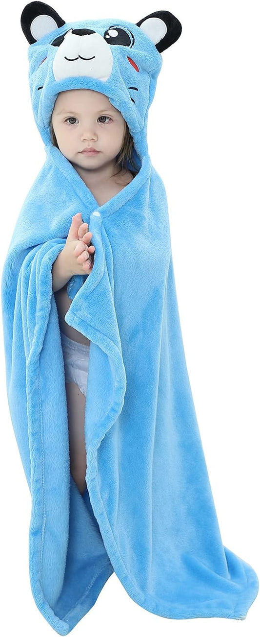 Baby Bath & Hooded Towels Kid Wearable Hoodie Blanket Baby Towels with Hood Soft Cozy Flannel Toddler Bath Towel Gifts for Boys Girls(Blue Bear 50 * 40)