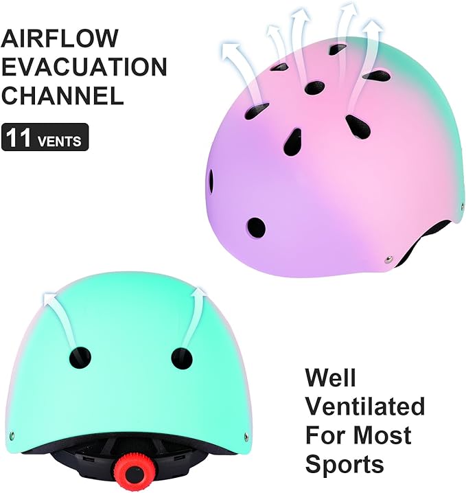 Kids Bike Helmet for 3-5-8-14+ Age Girls and Boys, Kids Helmet with Knee Pads Elbow Pads Wrist Guards,Ventilation Multi-Sport Scooter Roller Skate Rollerblading Skateboarding Climbing Cycling