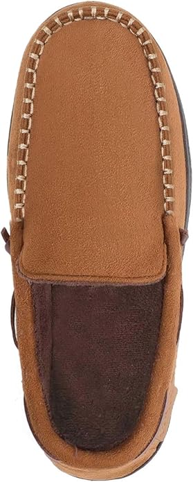 Zigzagger Men's Moccasin Slippers Memory Foam House Shoes, Indoor and Outdoor Warm Loafer Slippers