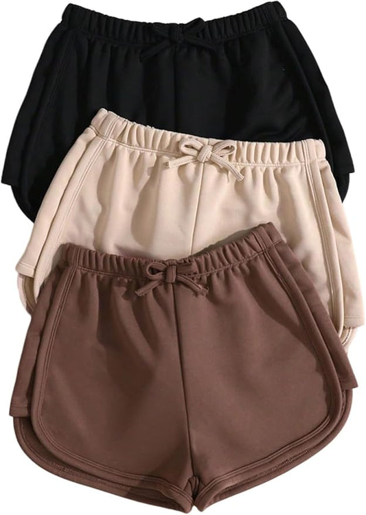 SHENHE Girl's 3 Pack Bow Front Dolphin Shorts Elastic Waist Casual Workout Athletic Shorts