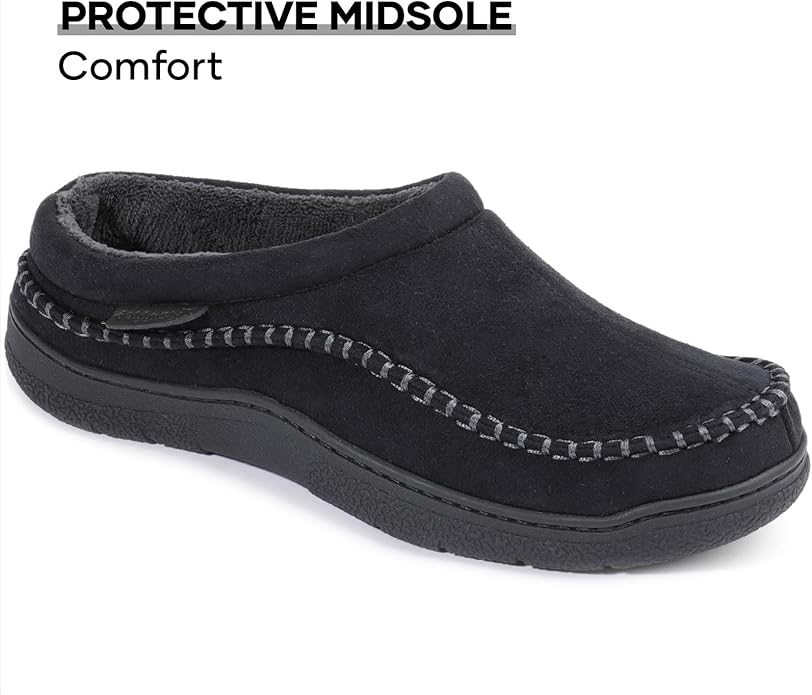 Zigzagger Men's Slip On Moccasin Slippers, Indoor/Outdoor Warm Fuzzy Comfy House Shoes, Fluffy Wide Loafer Slippers