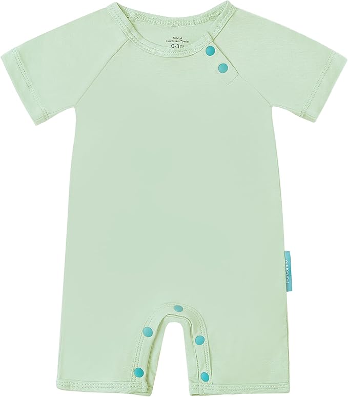 SuperSoft Short Sleeve Baby Romper, Unisex Bamboo Viscose One-piece Summer Pajamas, Boy Girl Footless Jumpsuit Snap Closure