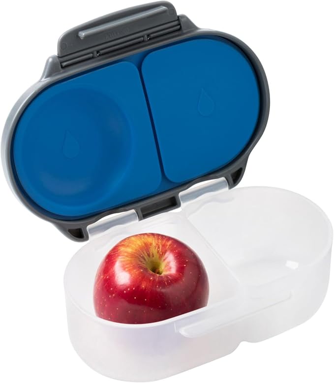 b.box Snack Box Reusable Snack Containers with Lids 2 compartments, Bento Box for kids and toddlers, Leakproof Lunch Box, BPA free and Dishwasher Safe Snack Container (Blue Slate, 1 3/4 Cup)