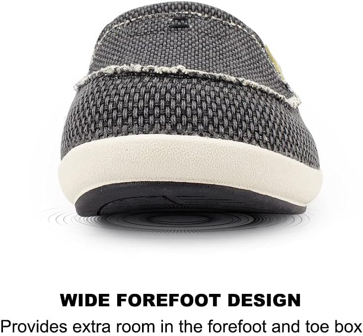 Mens Slippers with Arch Support, Canvas House Slipper for Men with Velvet Lining, Slip On Clog, Indoor Outdoor House Shoes with Anti-Skid Rubber Sole