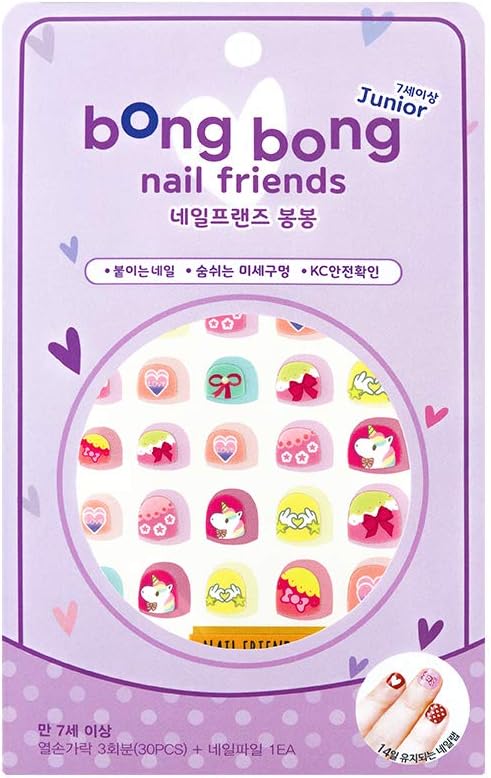 Premium Nail Wraps for Kids 6+ Yo | 30 Non-Toxic Nail Polish Stickers That Let Nails Breathe | Patented Micro Holes for Safe, Healthy Nails | Long Lasting Nail Stickers for Girls (Happy Unicorn)