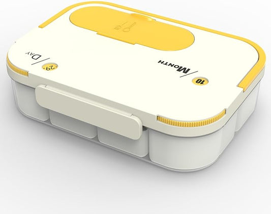 Snackle Box Container - 8 Compartment Divided Serving Tray with Lid and Handle,Charcuterie Board for Portable Snack Platters - Cream Organizer for Fruits Snacks - Perfect for Road Travel Party