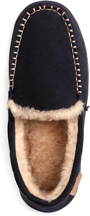 Zigzagger Men's Moccasin Slippers Memory Foam House Shoes, Indoor and Outdoor Warm Loafer Slippers