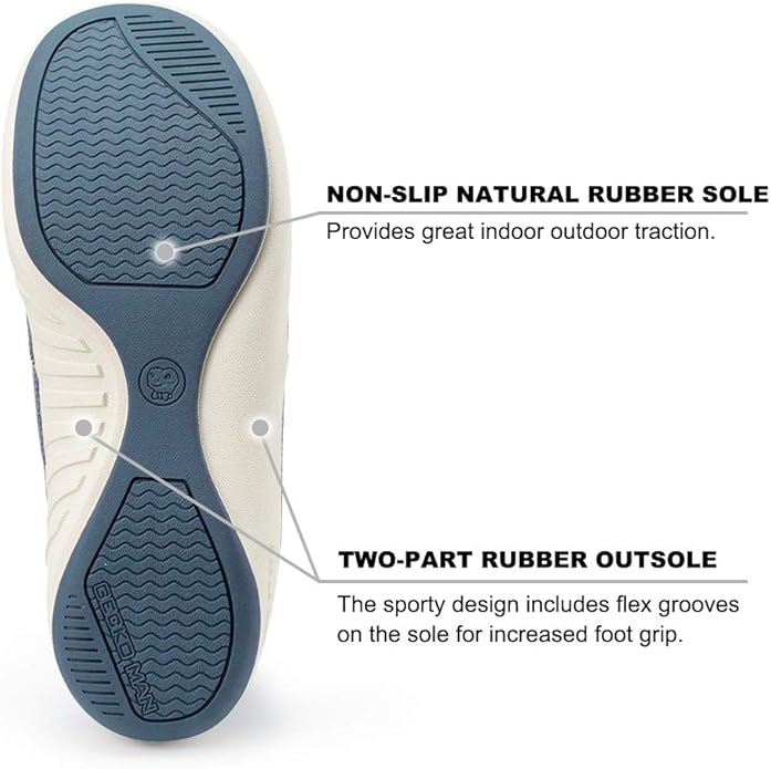 Mens Slippers with Arch Support, Canvas House Slipper for Men with Velvet Lining, Slip On Clog, Indoor Outdoor House Shoes with Anti-Skid Rubber Sole