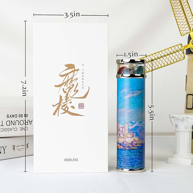 The Sea at Antibes Rotatable Kaleidoscope,5.5" Handmade Full Visual Adult Kaleidoscope,Natural Crystal and Stone Gems Oil-Filled Core Box,Vintage Gift Box,Anniversary Birthday Gift for Man Woman