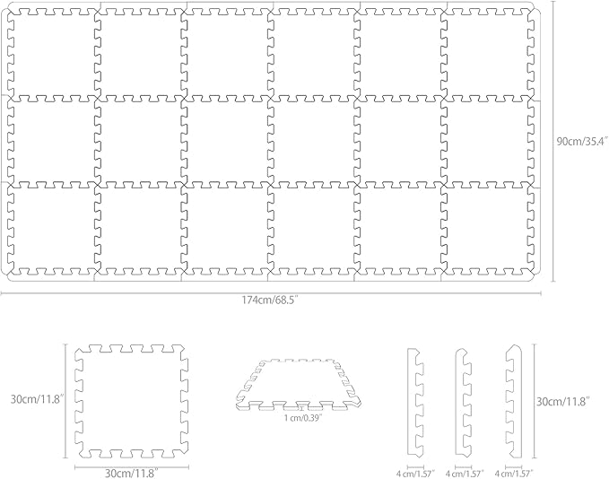 Yostrong® 18 Tiles Interlocking Puzzle Foam Baby Play Mat with Straight Edges for Playing - EVA Babies Crawling Mat | Rubber Floor Work Out Mats for Home Gym. Beige. YOC-Jb18S18