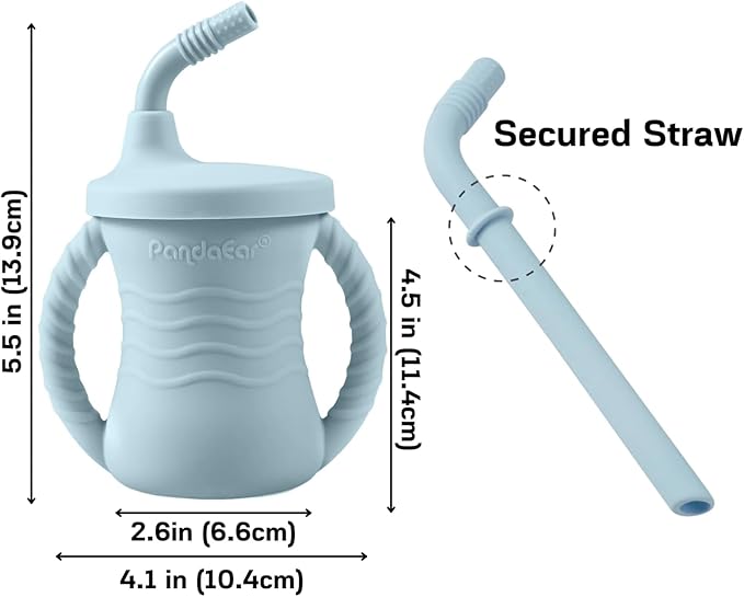 PandaEar Silicone Baby Feeding Set | 11PCS Baby Led Weaning Supplies Self Feeding Utensils | Divided Suction Plate Bowl Bibs Sippy Cup with Baby Food Pouch Snack Container Spoons Forks, Blue