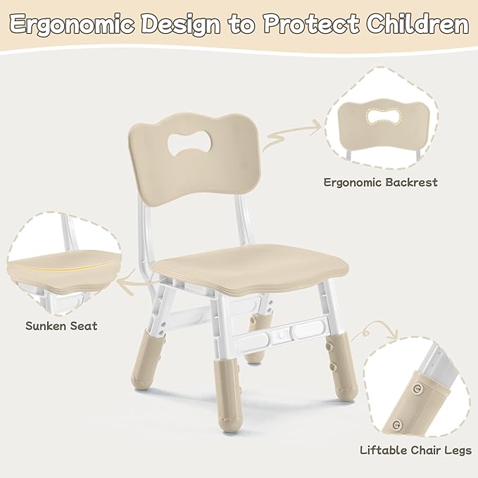 Toddler Table and Chair Set for Ages 3-8, Adjustable Kids Table and Chairs for Reading,Drawing, Eating, Children Activity Table with Graffiti Tabletop for Daycare/Classroom/Home/Preschool