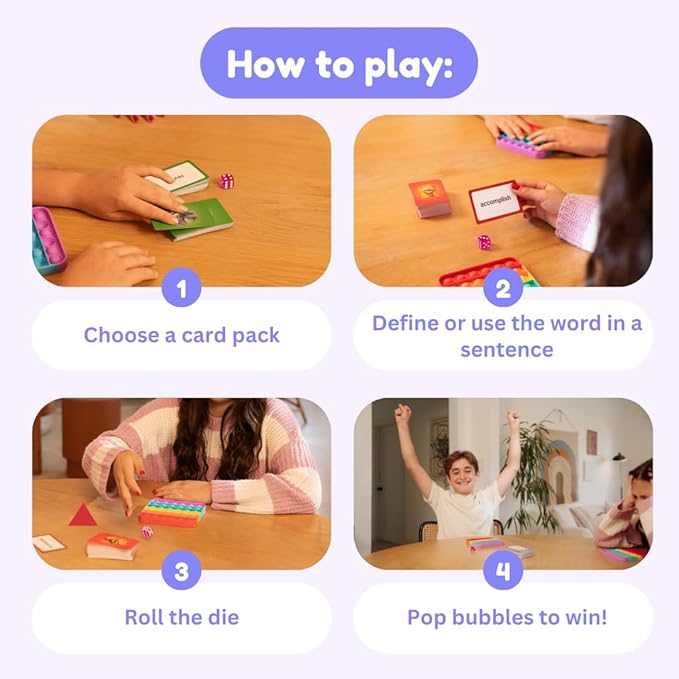 THE FIDGET GAME Vocabulary Words, Flash Card Game, Grade 4-6, Ages 9-12, Develop Communication and Reading Comprehension Skills, Fidget Mats, Learning Guide & PDF Workbook Included