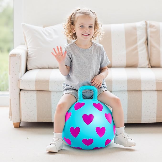 PlayZap Hopper Balls for Kids 3-6, Bouncy Ball with Handle, Inflatable Bouncing Hopper, Garden Hopping Toys Girls Boys Gifts