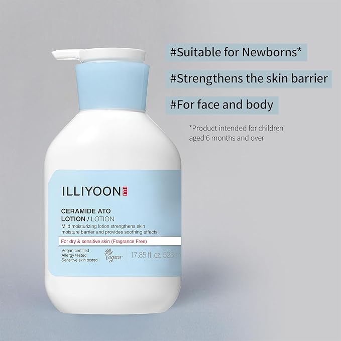 ILLIYOON Ceramide Ato Lotion 528ml(17.85oz) | Daily Moisturizing Lotion for All Skin Types | Deep Moisturizing and Soothing Effect | Korean Skin Care