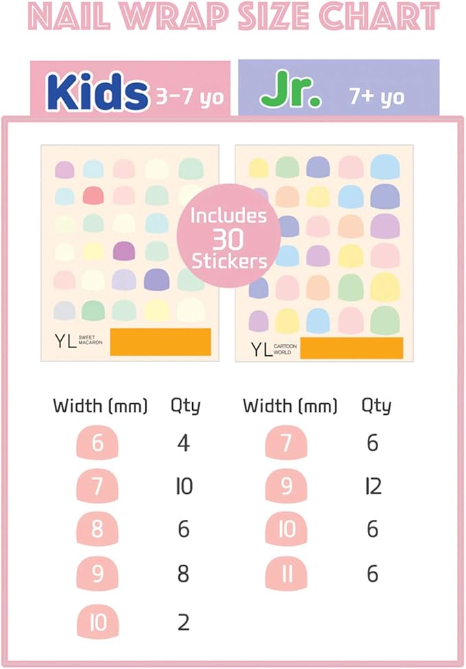 Premium Nail Wraps for Kids 6+ Yo | 30 Non-Toxic Nail Polish Stickers That Let Nails Breathe | Patented Micro Holes for Safe, Healthy Nails | Long Lasting Nail Stickers for Girls (Glitter Milky Way)