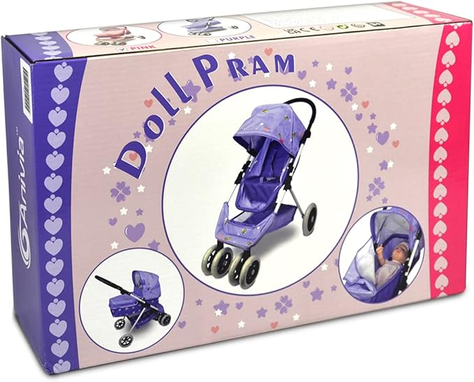 Anivia Dolls Pram, Doll Pushchair, 2 in 1 Stroller Dolls Pushchair Pram Toys Gift for Kids, Suitable Dolls Up to 18 inch