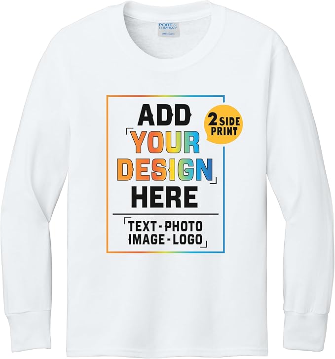 TEEAMORE Custom Front & Back Print T-Shirt Hoodie Sweatshirt Long Sleeve Tank Top with Your Image for Men Women Kids Baby