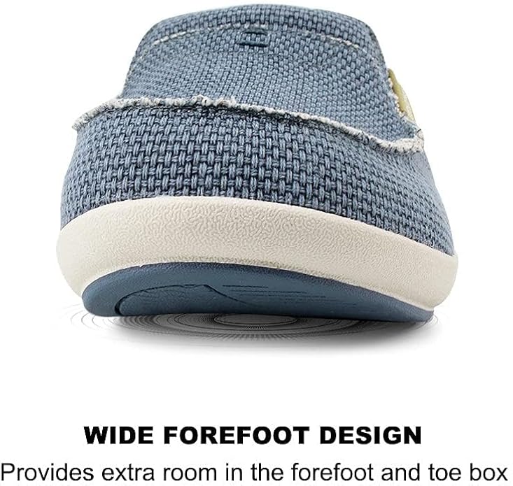 Mens Slippers with Arch Support, Canvas House Slipper for Men with Velvet Lining, Slip On Clog, Indoor Outdoor House Shoes with Anti-Skid Rubber Sole