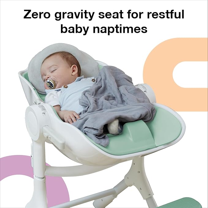 ORIBEL Cocoon Z High Chair & Baby Lounger | Perfect High Chair for Toddlers/Newborns | Glides Easily on All Surfaces | Secure Locks | Convertible Chair for Napping & Feeding (Avocado Green)