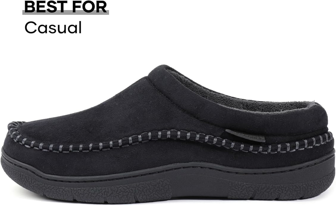 Zigzagger Men's Slip On Moccasin Slippers, Indoor/Outdoor Warm Fuzzy Comfy House Shoes, Fluffy Wide Loafer Slippers