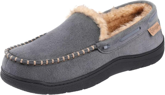Zigzagger Men's Moccasin Slippers Memory Foam House Shoes, Indoor and Outdoor Warm Loafer Slippers