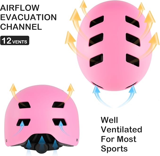 Kids Bike Helmet for 3-5-8-14+ Age Girls and Boys, Kids Helmet with Knee Pads Elbow Pads Wrist Guards,Ventilation Multi-Sport Scooter Roller Skate Rollerblading Skateboarding Climbing Cycling