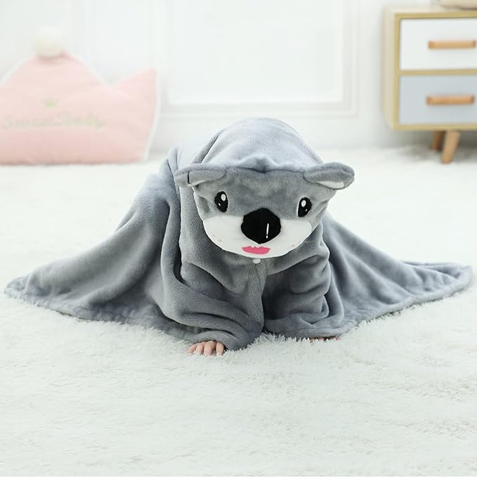 Wearable Blanket Hoodie for Kids Toddlers Hooded Towels Soft Cozy Flannel Wearable Throw Blanket Hoodie for Boys Girls Birthday Gifts (Koala 60 * 50)