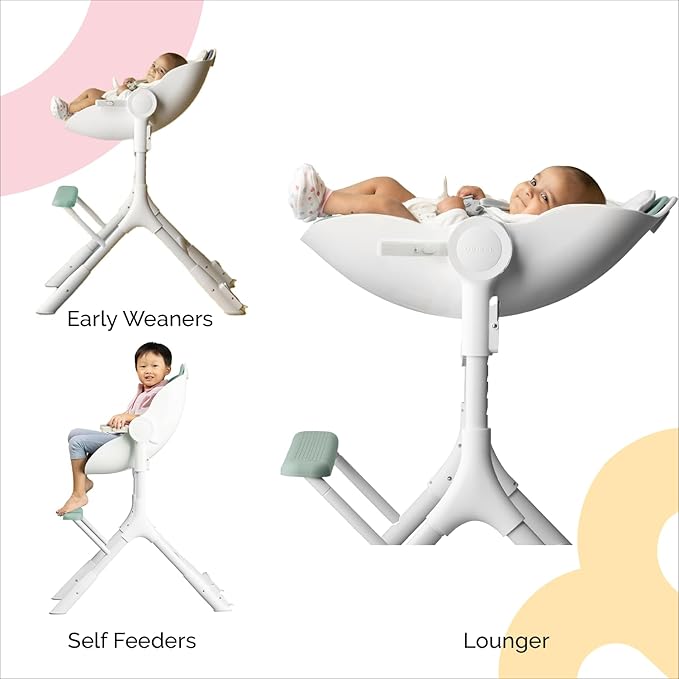 ORIBEL Cocoon Z High Chair & Baby Lounger | Perfect High Chair for Toddlers/Newborns | Glides Easily on All Surfaces | Secure Locks | Convertible Chair for Napping & Feeding (Avocado Green)