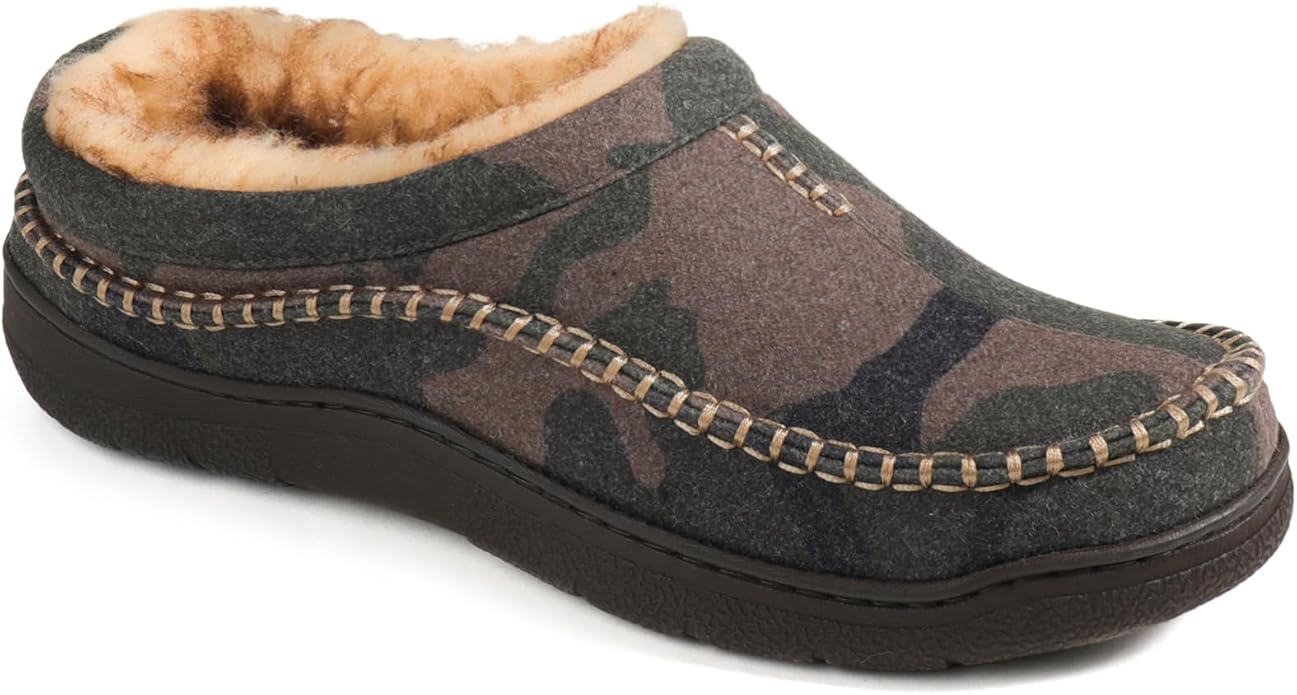 Zigzagger Men's Slip On Moccasin Slippers, Indoor/Outdoor Warm Fuzzy Comfy House Shoes, Fluffy Wide Loafer Slippers