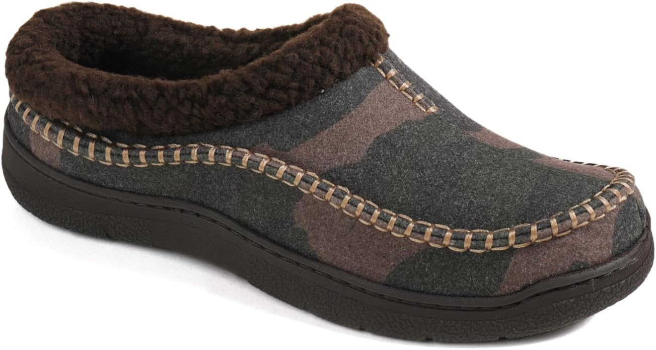 Zigzagger Men's Slip On Moccasin Slippers, Indoor/Outdoor Warm Fuzzy Comfy House Shoes, Fluffy Wide Loafer Slippers