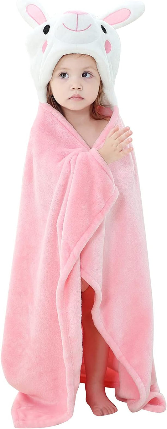 Wearable Blanket Hoodie for Kids Toddlers Hooded Towels Soft Cozy Flannel Wearable Throw Blanket Hoodie for Boys Girls Birthday Gifts (Rabbit 60 * 50)
