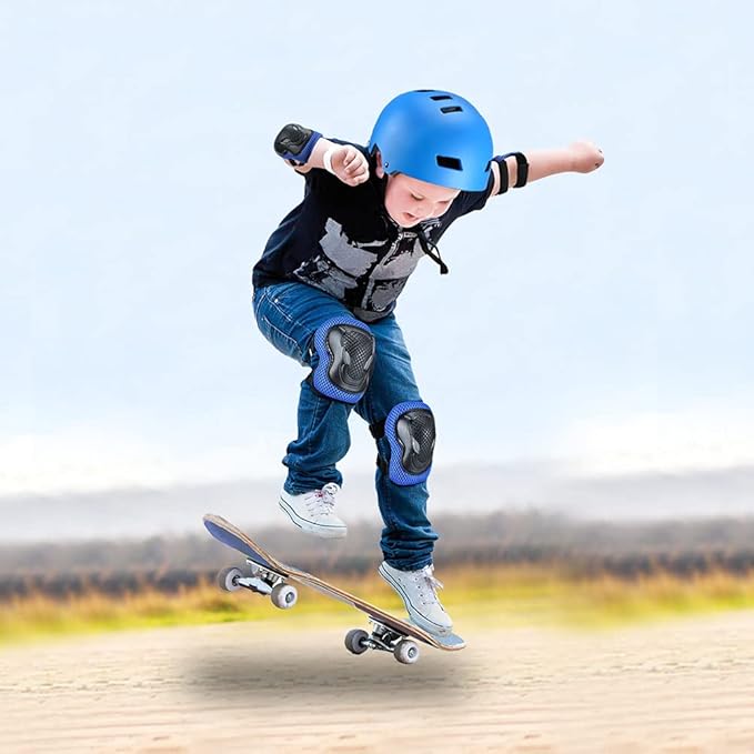 Kids Bike Helmet for 3-5-8-14+ Age Girls and Boys, Kids Helmet with Knee Pads Elbow Pads Wrist Guards,Ventilation Multi-Sport Scooter Roller Skate Rollerblading Skateboarding Climbing Cycling