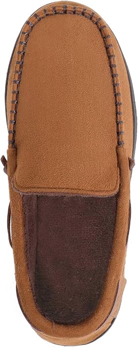 Zigzagger Men's Moccasin Slippers Memory Foam House Shoes, Indoor and Outdoor Warm Loafer Slippers