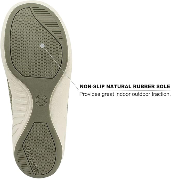 Mens Slippers with Arch Support, Canvas House Slipper for Men with Velvet Lining, Slip On Clog, Indoor Outdoor House Shoes with Anti-Skid Rubber Sole