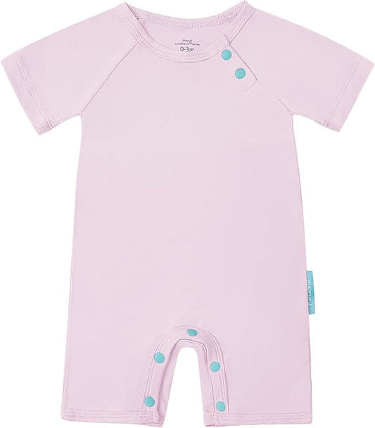 SuperSoft Short Sleeve Baby Romper, Unisex Bamboo Viscose One-piece Summer Pajamas, Boy Girl Footless Jumpsuit Snap Closure