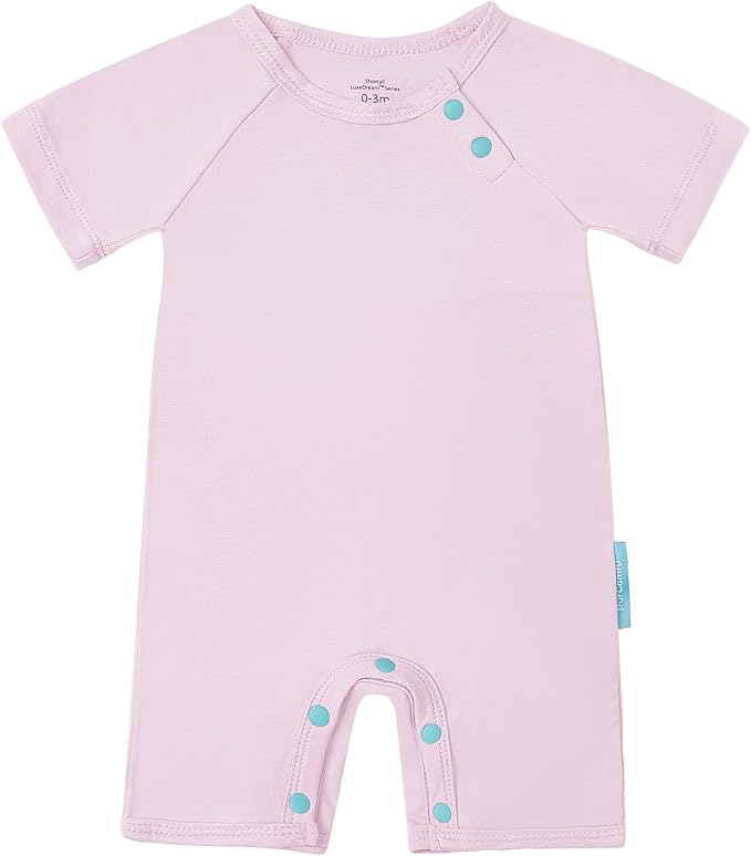 SuperSoft Short Sleeve Baby Romper, Unisex Bamboo Viscose One-piece Summer Pajamas, Boy Girl Footless Jumpsuit Snap Closure