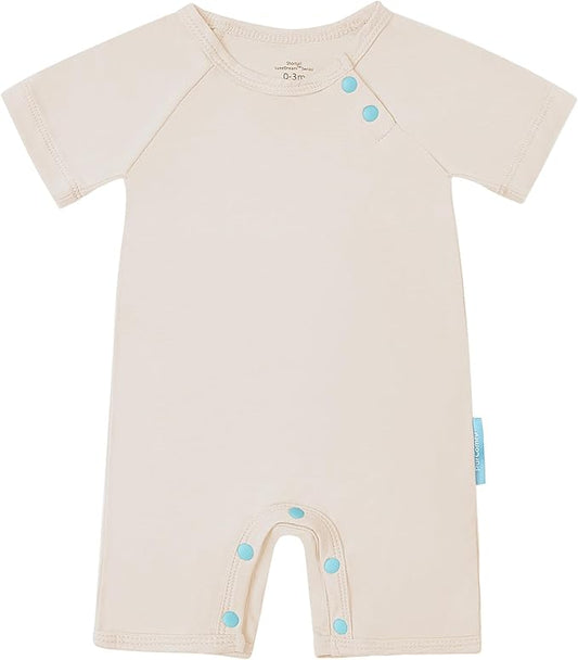SuperSoft Short Sleeve Baby Romper, Unisex Bamboo Viscose One-piece Summer Pajamas, Boy Girl Footless Jumpsuit Snap Closure